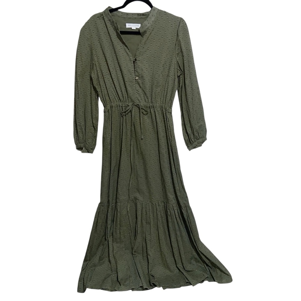 Emerson Fry Dress Large India Collection Frances 3 Swiss Dot Maxi Moss Green